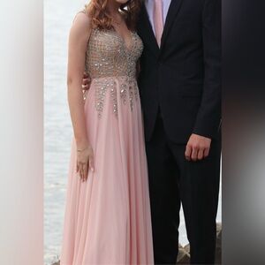 Elegant Pink Beaded Gown